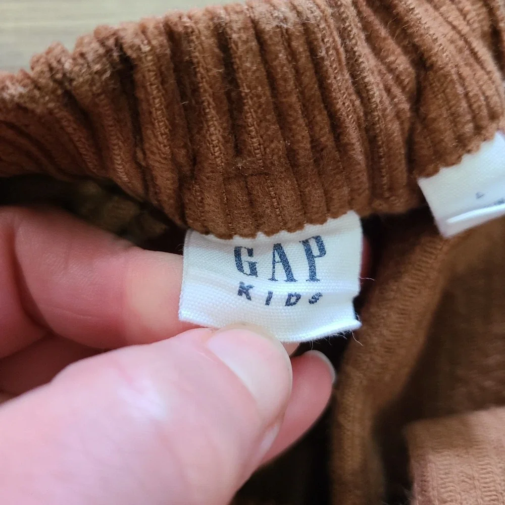 Gap Kids Corduroy Sable Brown Button Front Elastic Waist Mini‎ Skirt Youth L 10